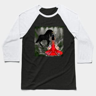 Magical Mermaid and Magical Black Unicorn Baseball T-Shirt